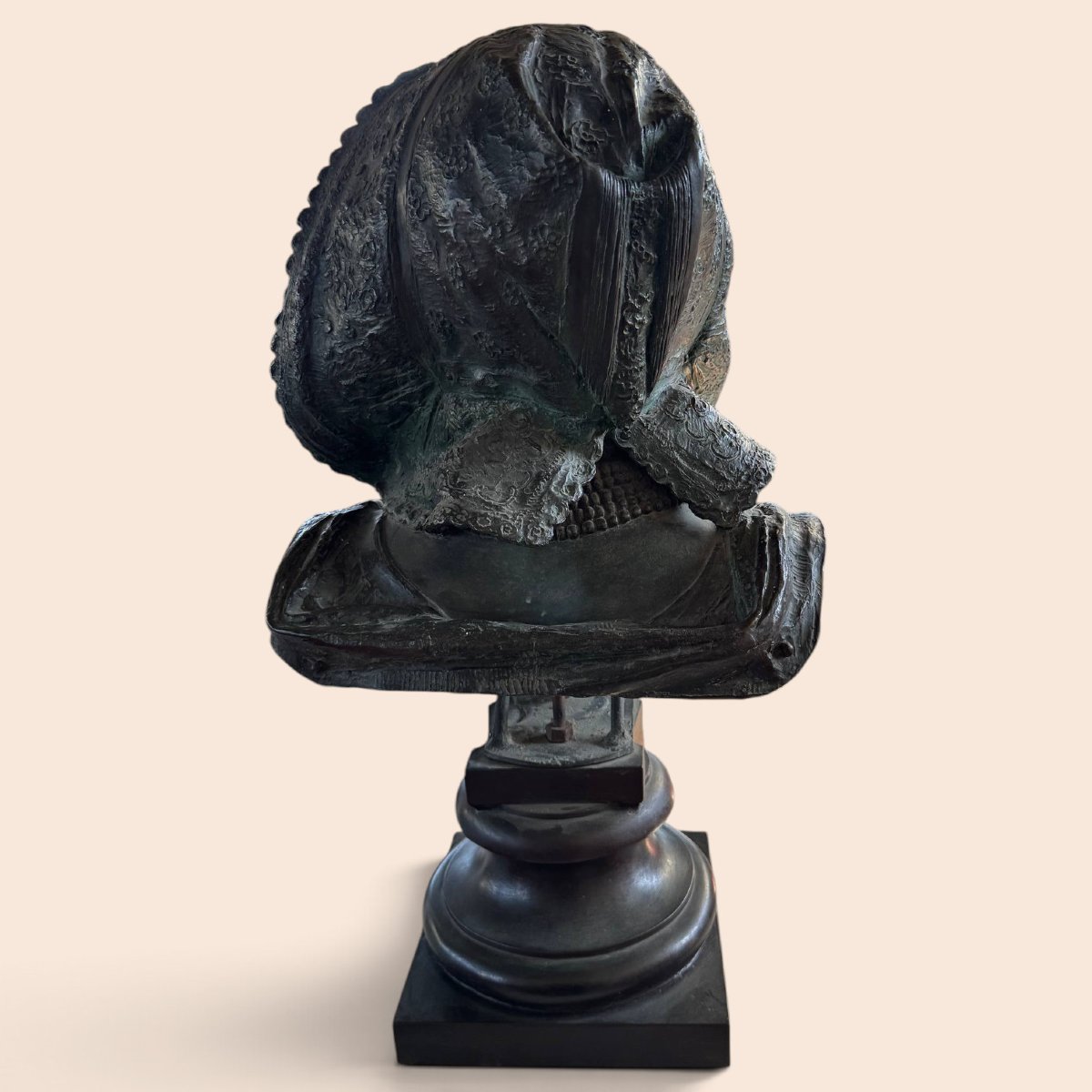 Costantino Barbella (1852–1925) – Importante busto femminile in bronzo firmato-photo-4