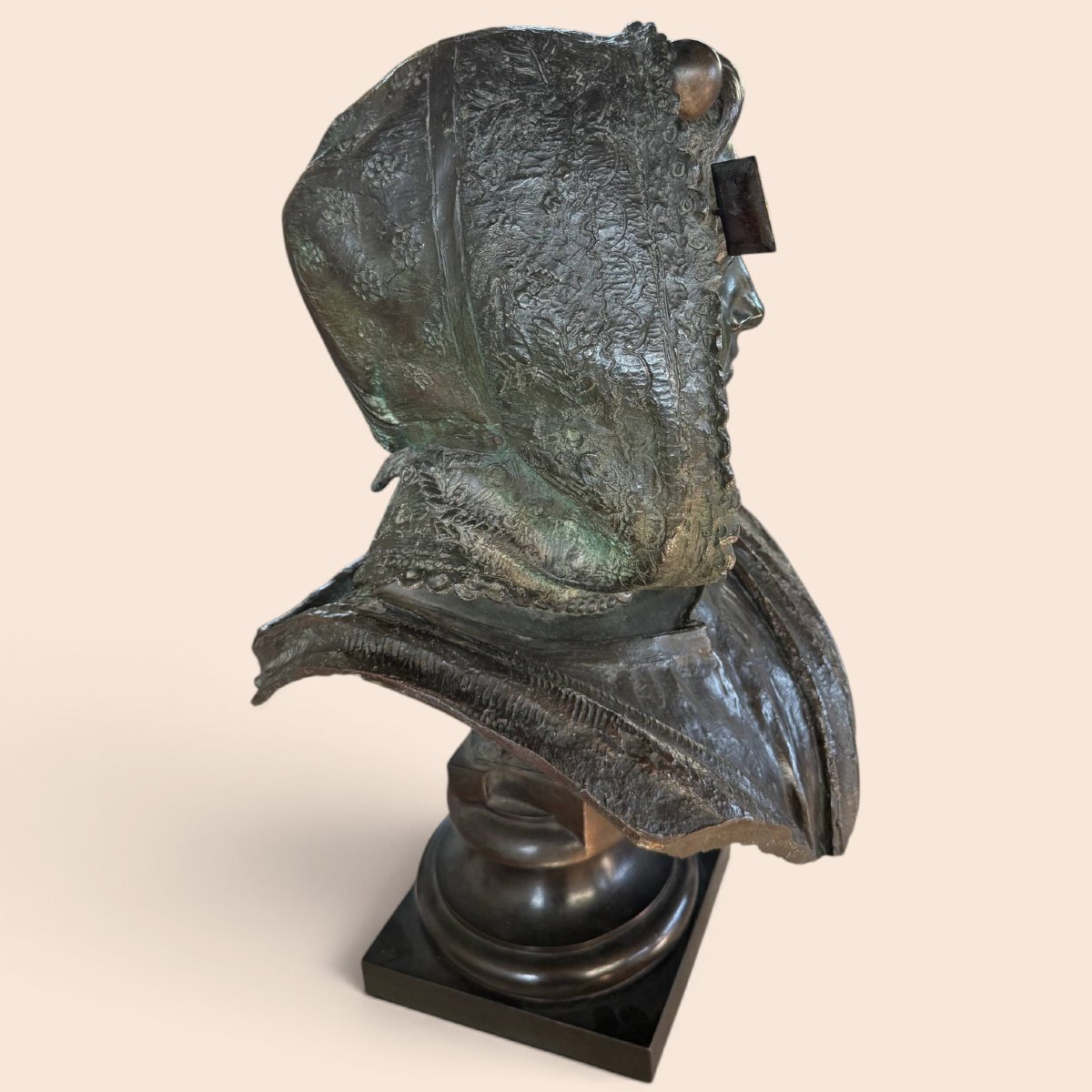 Costantino Barbella (1852–1925) – Importante busto femminile in bronzo firmato-photo-6