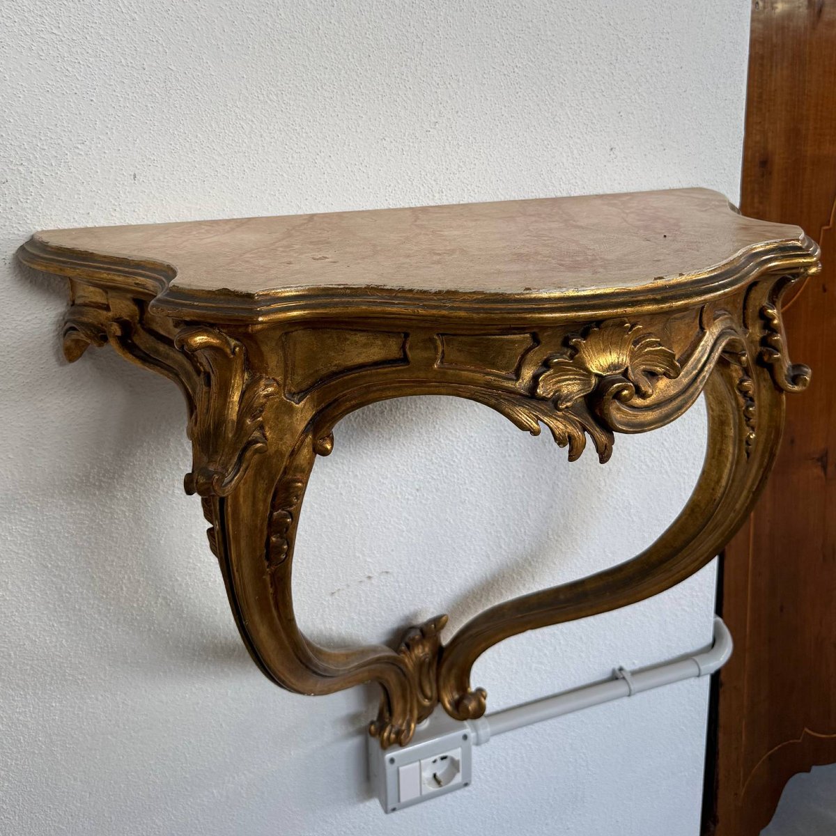 Console da parete in legno dorato-photo-2