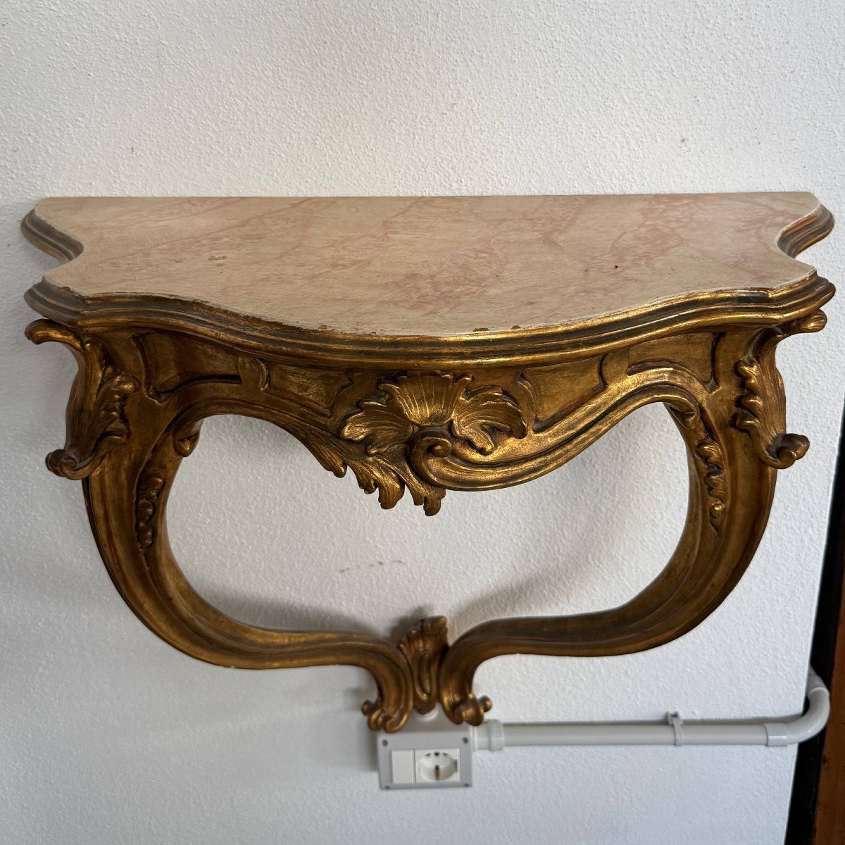 Console da parete in legno dorato-photo-4