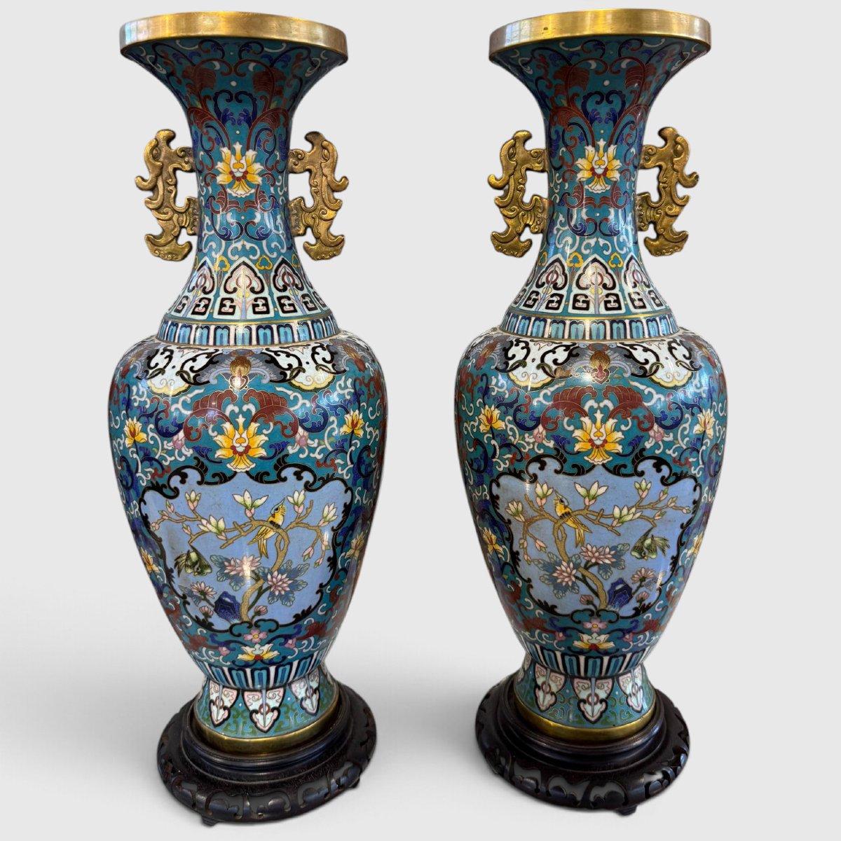 Coppia di vasi cinesi in cloisonné-photo-2