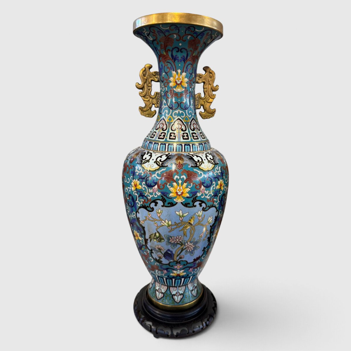Coppia di vasi cinesi in cloisonné-photo-3