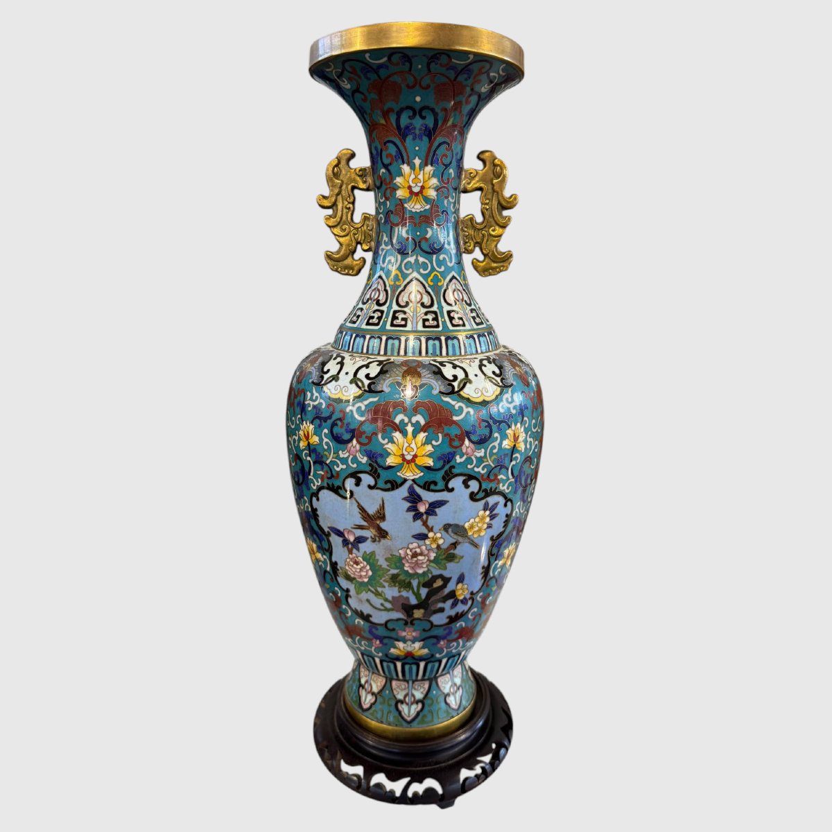 Coppia di vasi cinesi in cloisonné-photo-4