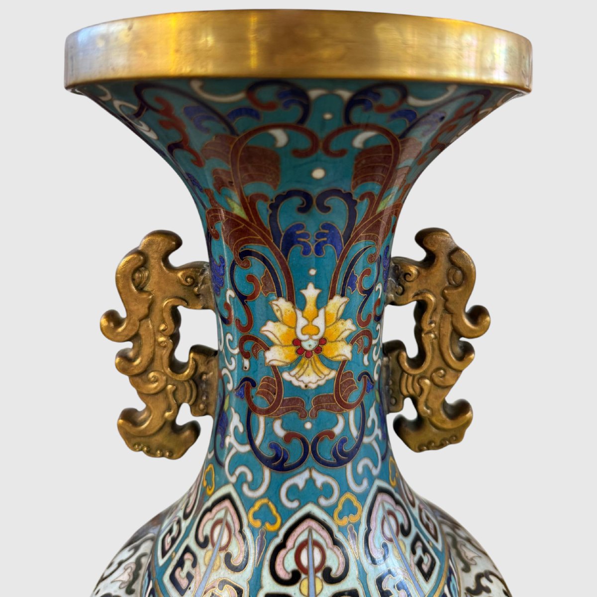 Coppia di vasi cinesi in cloisonné-photo-3