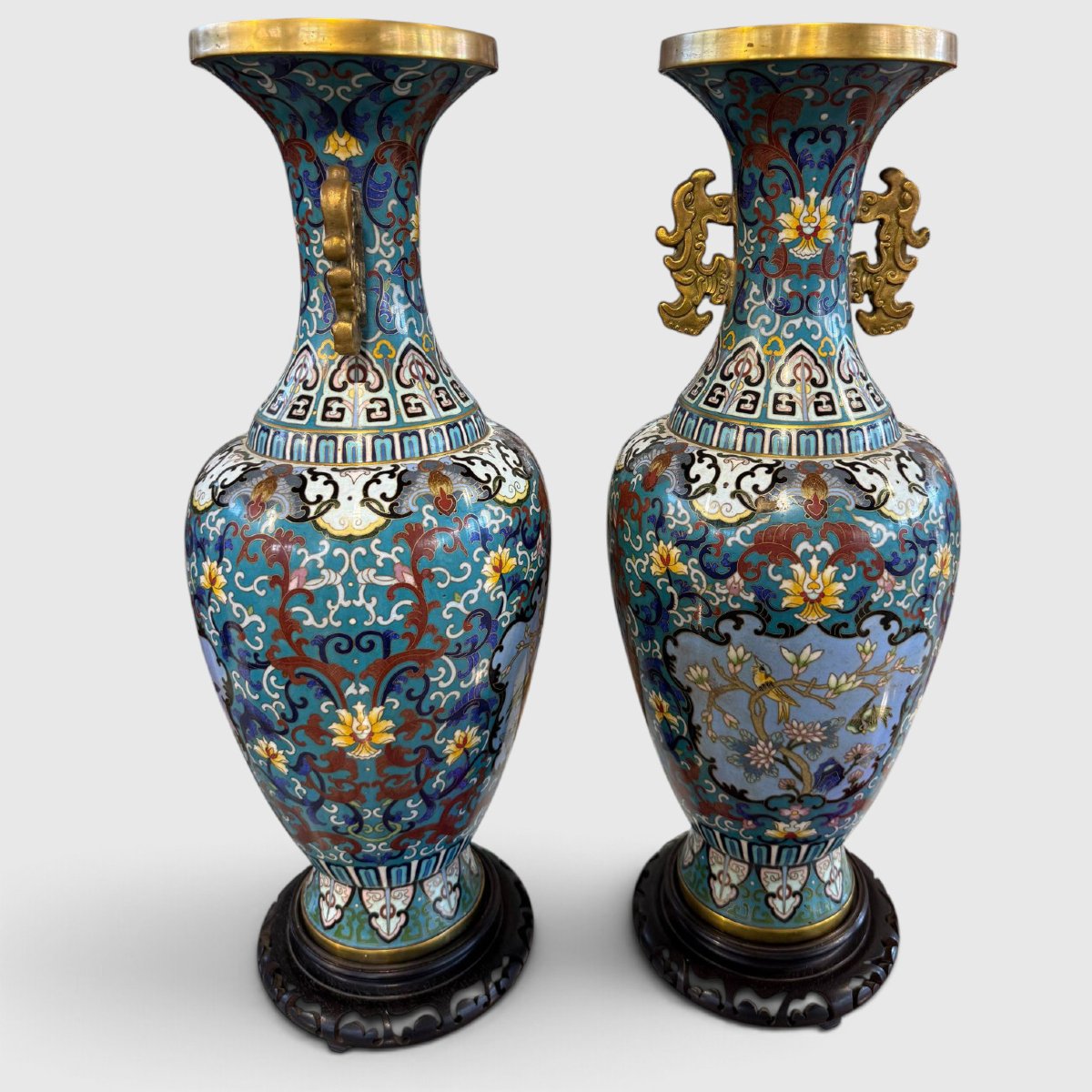 Coppia di vasi cinesi in cloisonné-photo-4