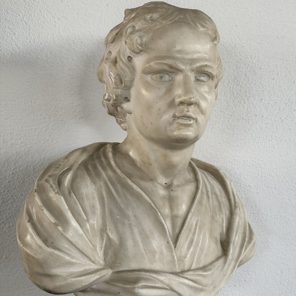 Busto in marmo di Carrara raffigurante Lord Byron, fine XVIII sec.-photo-2