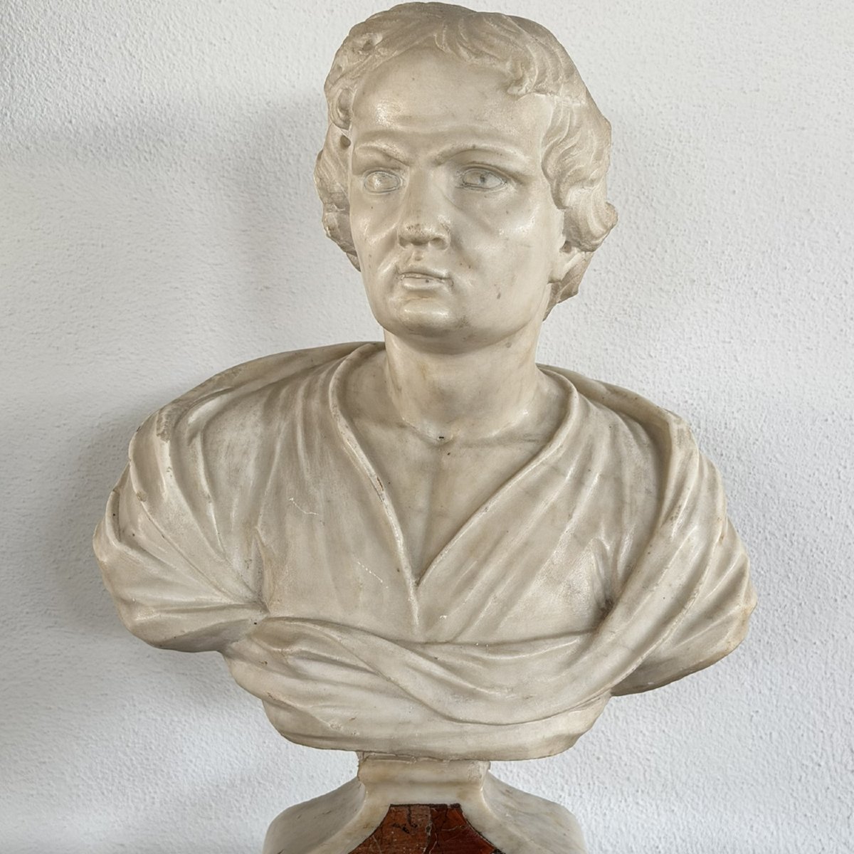 Busto in marmo di Carrara raffigurante Lord Byron, fine XVIII sec.-photo-3