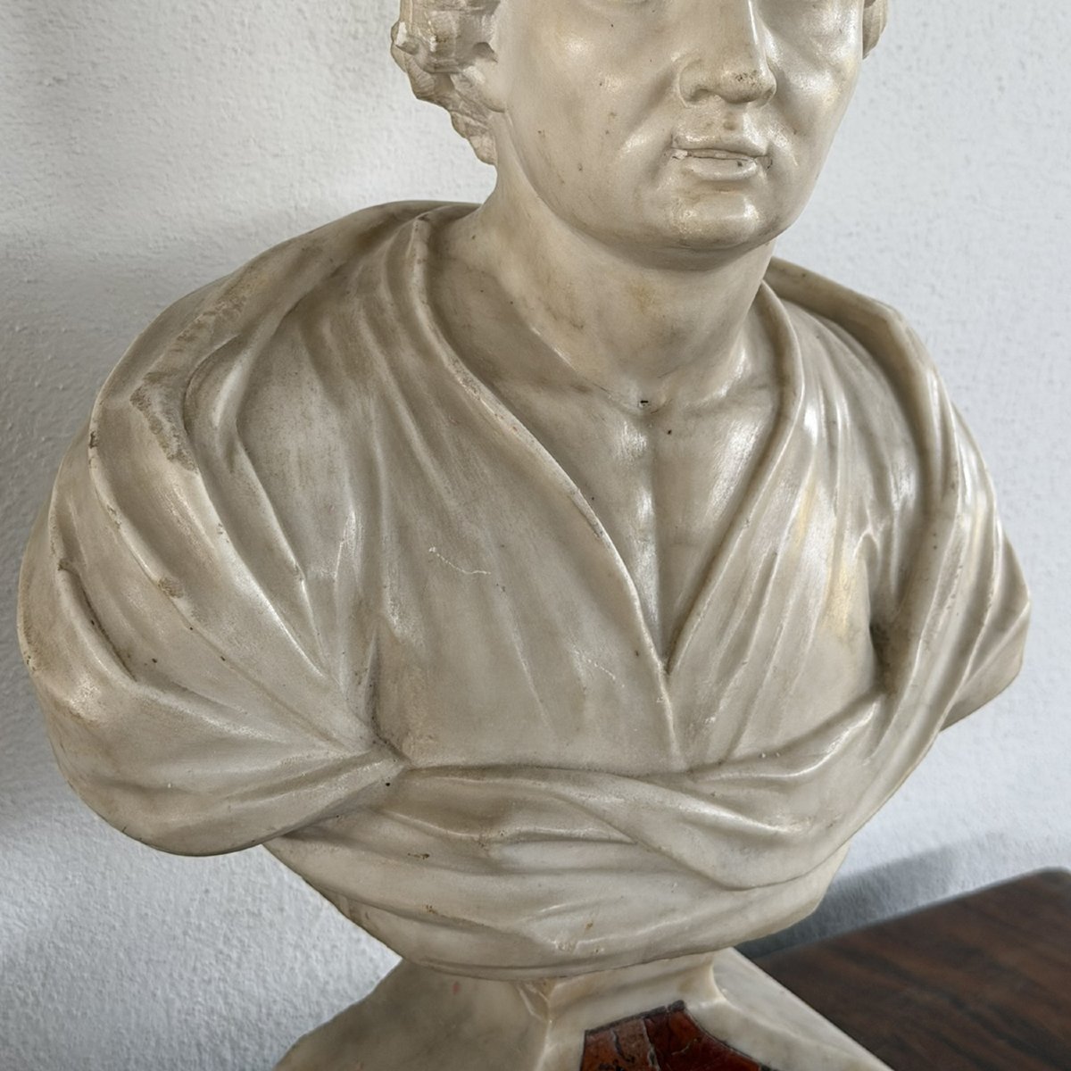 Busto in marmo di Carrara raffigurante Lord Byron, fine XVIII sec.-photo-3