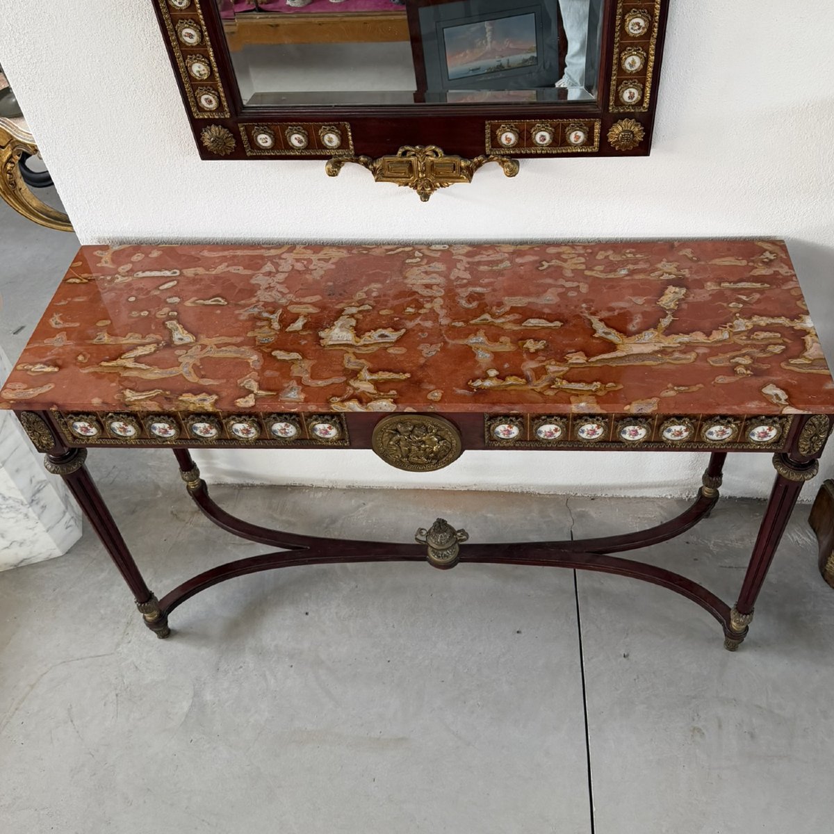 Console con specchiera in mogano in stile Luigi XVI, Francia, inizio XX secolo-photo-7