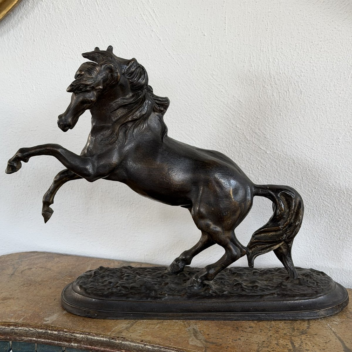 Antica scultura in bronzo Cavallo rampante fine XIX secolo -photo-1