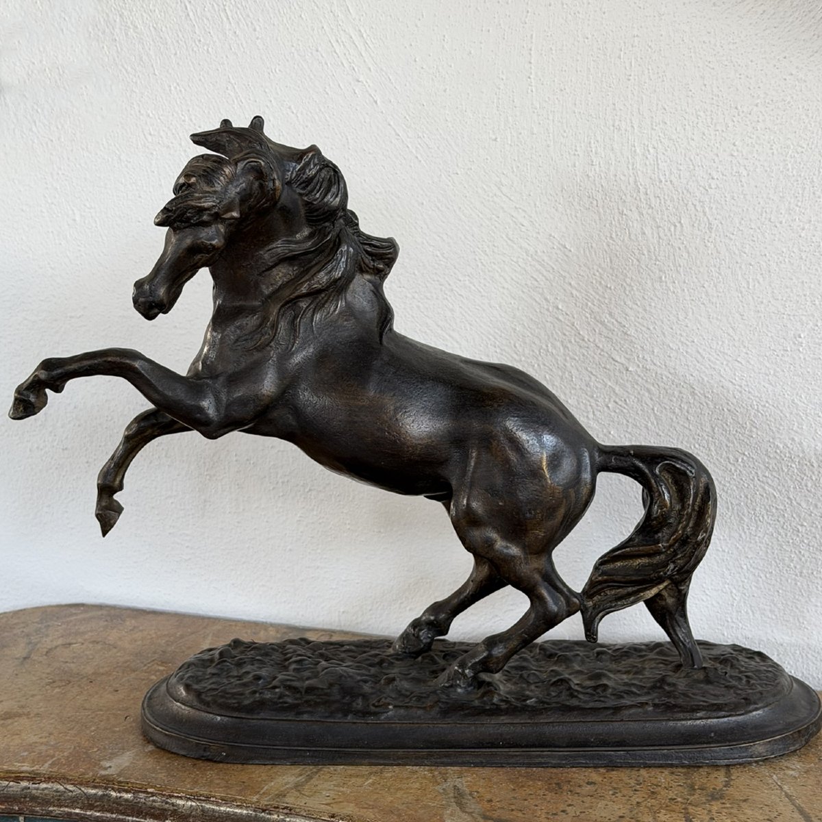 Antica scultura in bronzo Cavallo rampante fine XIX secolo 
