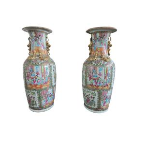 Coppia di Vasi grandi in porcellana Cina dinastia Qing