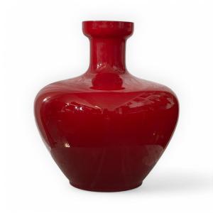 Vaso di design in vetro di Murano rosso rubino anni ’60