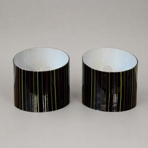 Coppia di applique in vetro di Murano nero con decori policromi