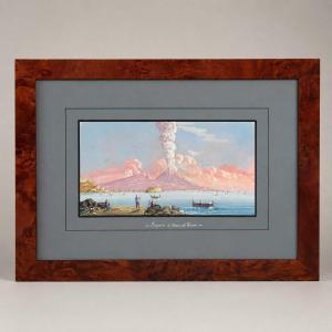 Veduta del Vesuvio in Eruzione – Gouache Napoletana, XIX Secolo