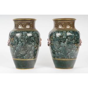 Pair Of Vases Attributed To Ernest Chaplet