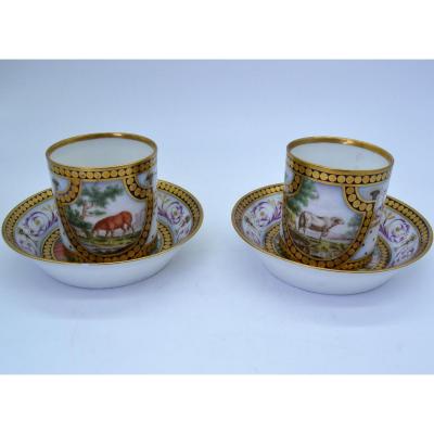 Pair Of Cups Marked Cretté Late XVIII - Manufacture Bruxelle