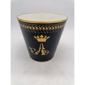 Nineteenth Century Sèvres Blue Porcelain Planter - Initials A And C