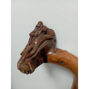 Folk Art Cane "hunter Resting"