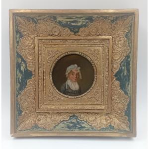 Oil On Panel Portrait Of A Young Woman Circa 1820