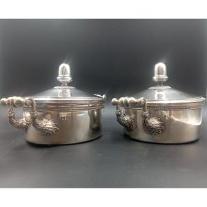 Pair Of Silver-plated Vegetable Dishes, 19th Century