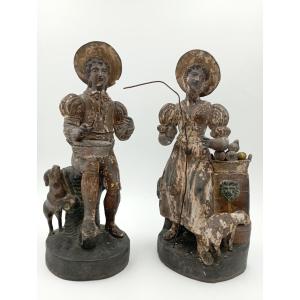 Pair Of 18th Century Terracotta Statuettes