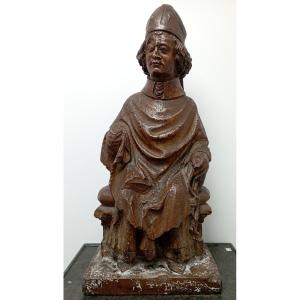 Painted Stone Statue Of The Bishop, Early 17th Century