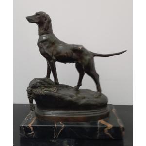 Bronze Sculpture Spaniel By A. Barye
