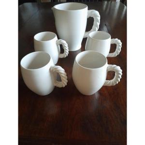 White Enameled Ceramic Orangeade Service