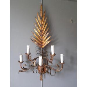 Gold Wrought Iron Leaf Wall Sconce