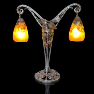 Double Daum Lamp Art Nouveau Style