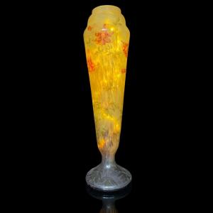 Large “columbines” Vase By Daum