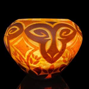 Rare Art Déco Africanist-themed Bowl By Daum Nancy