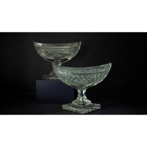 Pair Of Creusot Crystal Shuttles From The Early 19th Century.