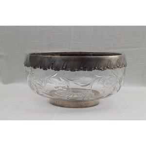 Crystal And Silver Salad Bowl _ Art Nouveau