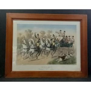 Albert Adam_color Lithograph_"hunting Break"_19th"