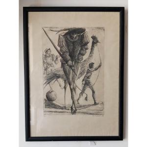 Engraving érik Desmazières - Pants (les Caprices)