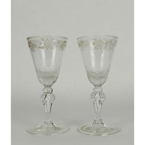 Pair Of Cut And Engraved Glasses_18th Century