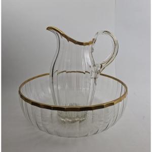 19th-century Crystal Water Pitcher And Basin