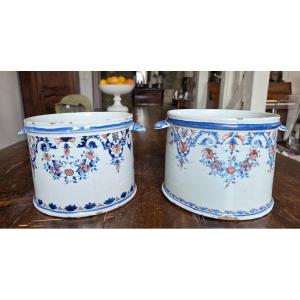 Pair Of Earthenware Bottle Coolers _ 18th Century