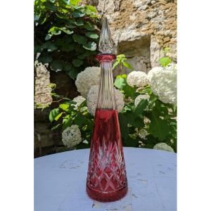 Carafe En Cristal Doublé Rouge, Saint Louis