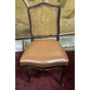 Office Chair In Cane, Leather Top. Ref Ch 50