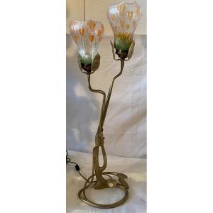 Daum & Majorelle Lamp, Wheel Cut Circa 1900. Ref: 24