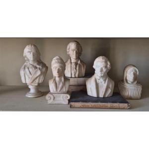 5 Small Busts In Alabaster 19th Century
