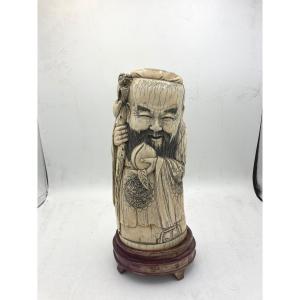 Large Chinese Buddha In Solid Ivory