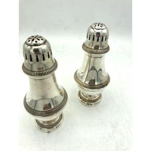 Pair Of Silver Metal Sprinklers In The Taste Of Christofle