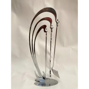 Chrome Bronze Fireplace Mantles Circa 1970