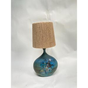 Signed Ceramic Lamp By Jean De Lespinasse