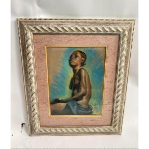 Painting Representing An African Woman Dated 1949