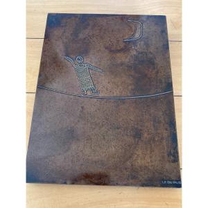 Painting Engraved On Patinated Brass Sheet Signed Jean-pierre Chevalier
